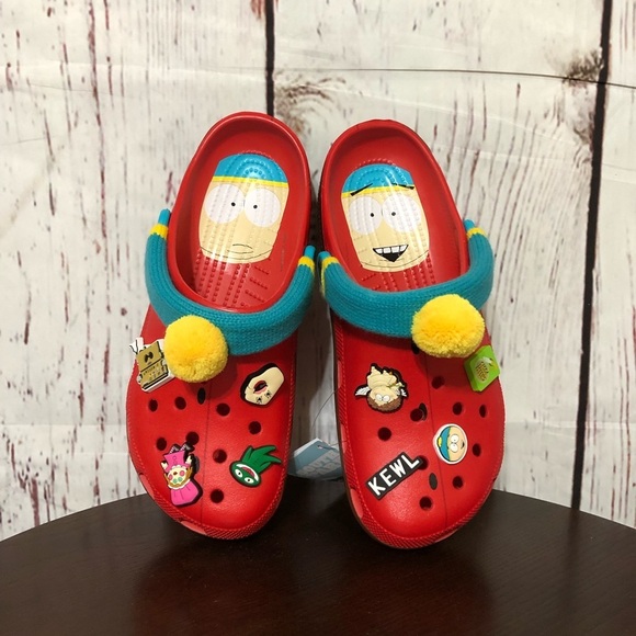 CROCS Shoes - CROCS X SOUTH PARK CARTMAN classic clogs with 8 jibbitz charms size 8 woMens Nwt